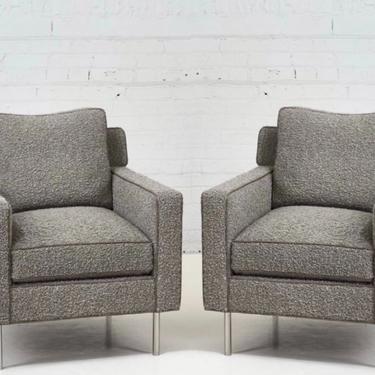 Pair Dunbar Chairs Gray Boucle, 1960