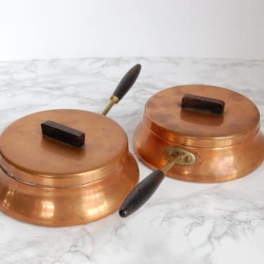 Vintage Copper Pans - Mid Century Copper Pots - Italian Copper Cookware by PursuingVintage1