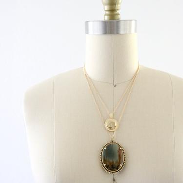 golden picture jasper layered necklace 