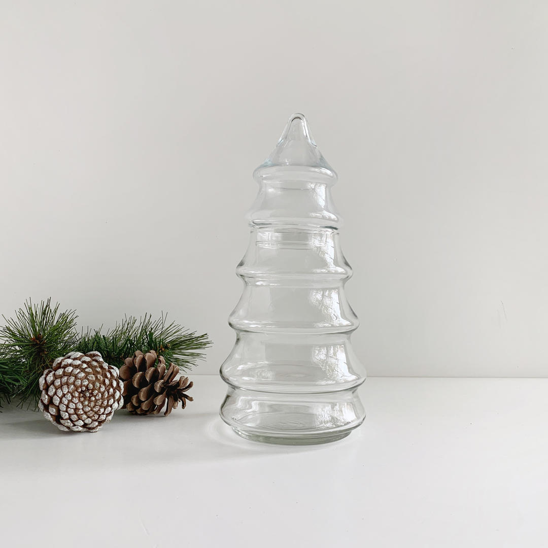 Clear Glass Christmas Tree Jar, Large Tree Shaped Christmas Container
