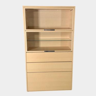 Light Wood &amp; Glass Storage Cabinet