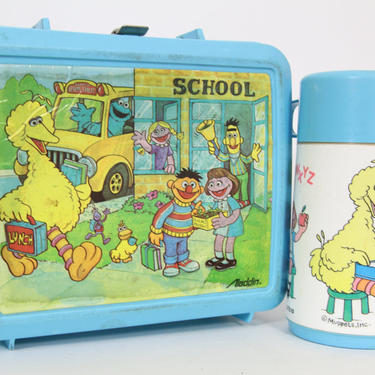 Vintage Muppets Sesame Street School Lunch Box Complete with Thermos Jim Henson 