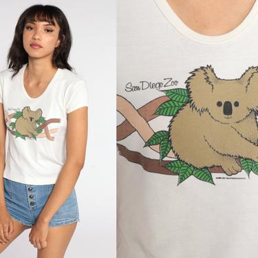 San Diego Zoo Shirt California Tshirt 80s Koala Tshirt Graphic Tee Baby Tee Single Stitch Vintage 1980s Small S 