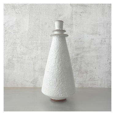 SHIPS NOW- large 15.5&amp;quot; flanged Stoneware vase in Crater White glaze by Sara Paloma Pottery 
