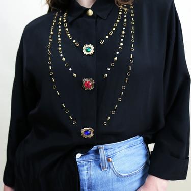 Vintage 80's Embellished Button Down Blouse 
