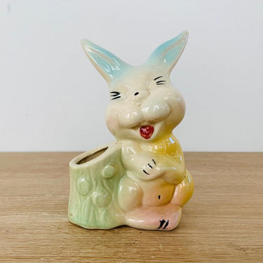 Vintage Rabbit Ceramic Planter 