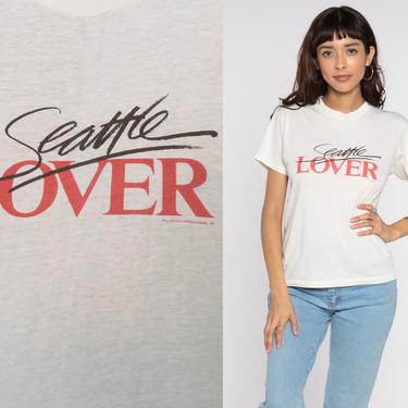 Seattle Lover Shirt 80s T Shirt Vintage Graphic Print Slogan Tee 1980s Single Stitch Shirt Hanes Small S 