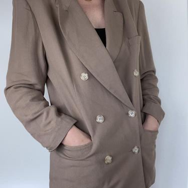 vintage soft brown double breasted blazer jacket size large 