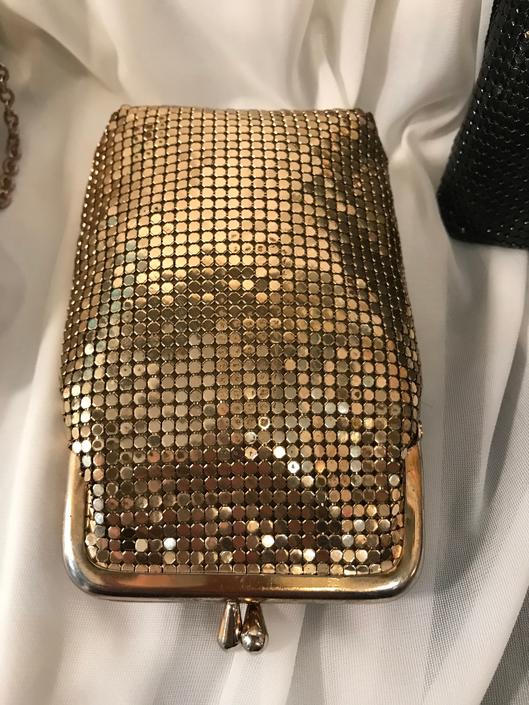 VINTAGE Whiting & Davis Gold Mesh cigarette on sale / coin case. 1970s