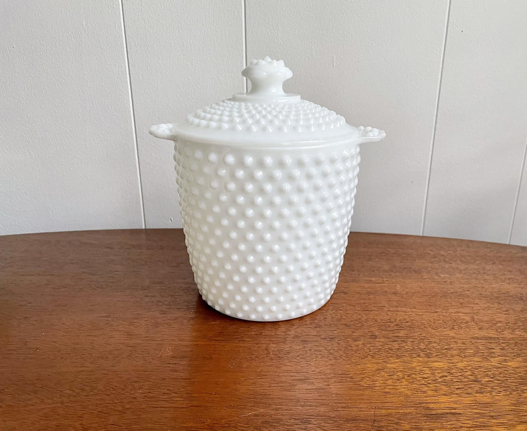 Clear L.E. Smith Milk Can Glass Cookie Jar 