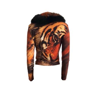 Roberto Cavalli Tiger Print Fur Top