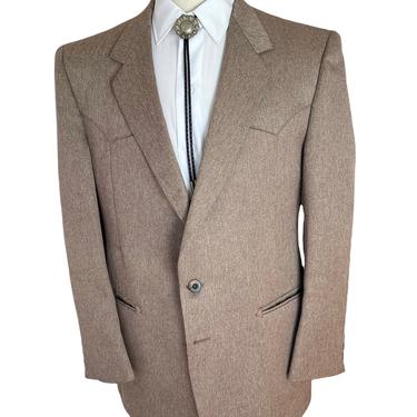 Vintage 1970s Western Gabardine Blazer ~ size 42 R ~ jacket / sport coat ~ Rockabilly / Cowboy 