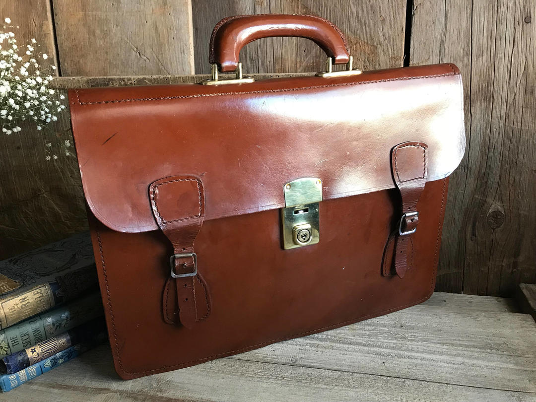 Leather Briefcase Attache, Made in England, Chestnut Brown, Cheney ...