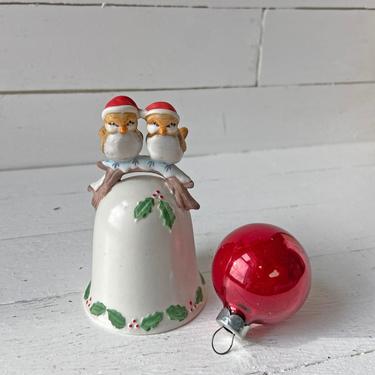 Vintage Two Bird Christmas Bell // Vintage Christmas Bell, Santa Hat Bird Bell // Santa Bell Collector // Perfect Gift 