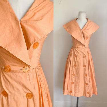 Vintage 1940s/50s Pat Hartly Orange Dress / XS 
