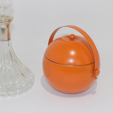 Orange Ice Bucket Mid Century Modern Wet Bar Dry Bar Decor Cart