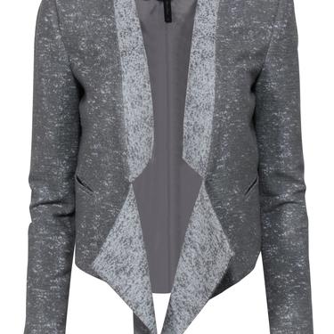 BCBG Max Azria - Gray & White Textured Open-Front Cropped Jacket Sz XS