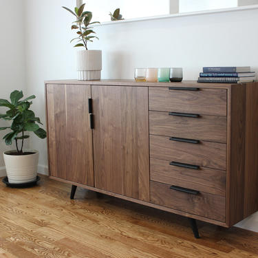 Walnut 5 Drawer Console