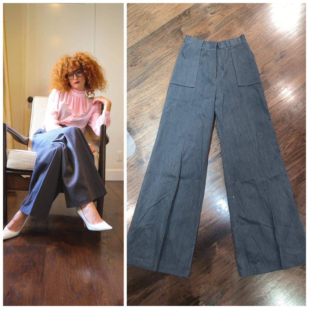 70s Khaki Saddleback Flared Pants - Small, 25.5 – Flying Apple