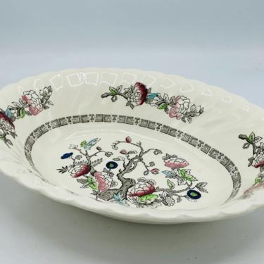 Vintage Myott Staffordshire DYNASTY Swirled Indian Tree 10&amp;quot; Oval Vegetable Bowl England- Nice Condition 