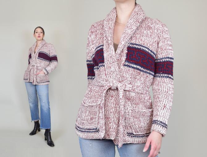 1970's Chunky Knit Wrap Sweater | Vintage Cowichan Sweater