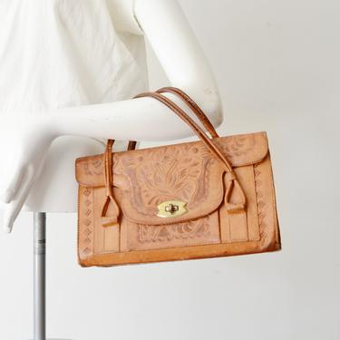 1950s Tooled Leather Handbag 