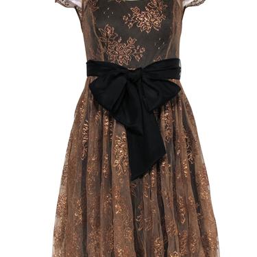 Moulinette Soeurs - Bronze Lace A-Line Cocktail Dress Sz 4