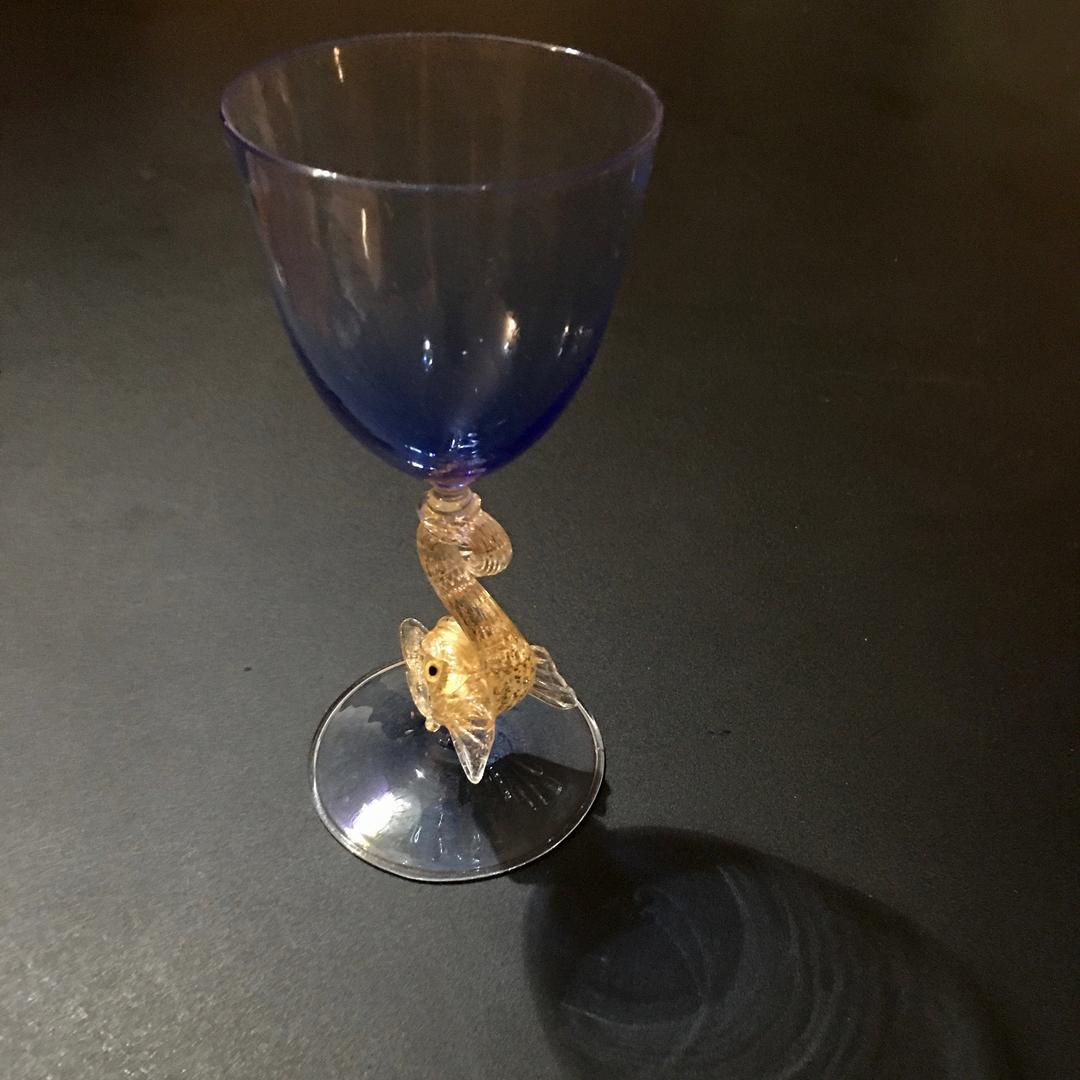Vintage Murano Wine Glass A Stunning Hand Formed Dolphin Stem Modern 