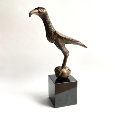 Intriguing Modernist Gilt Bronze Eagle Bird Sculpture Vintage Abstract 1960s-70s 
