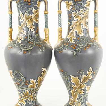 Floral Art Nouveau Vase by Mettlach, Later Villeroy & Boch - A Pair - mcm 