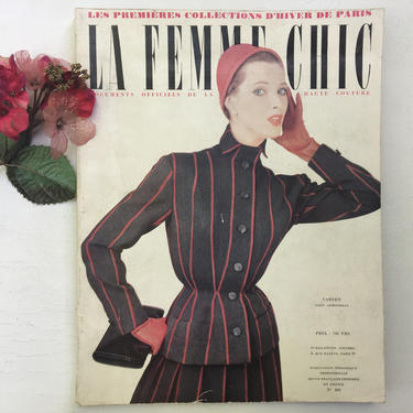 Vintage 50's La Femme Chic Magazine, Haute Couture, French Fashion Magazine No. 460, 1950's Paris Fashions 