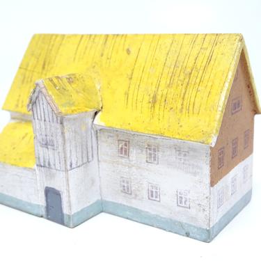 Vintage German  House , Hand Made Hand Painted Wood for Christmas Putz or Nativity, Antique Erzgebirge Germany 