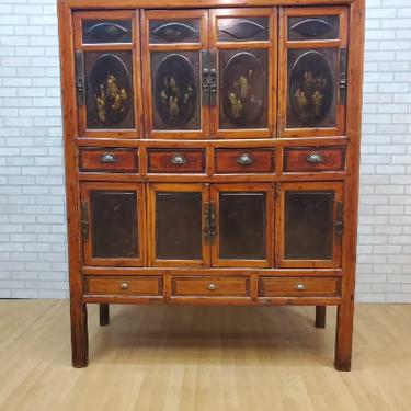 Antique Chinese 8 Door Cabinet with Painted and Gilded Designs
