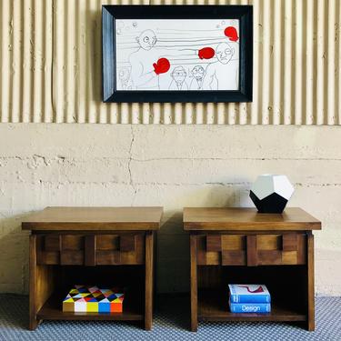 Brutalist Paul Evans Mosaic Nightstands by Lane