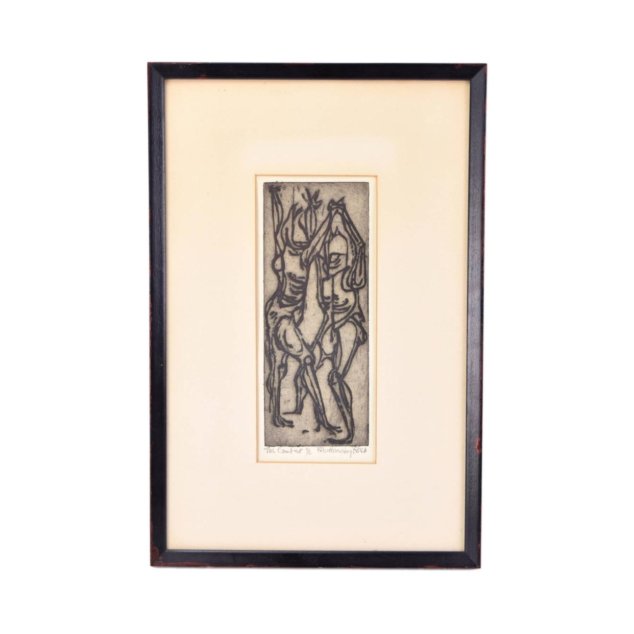 Vintage “The Combat” Robert Browning Reed Abstracted Woodcut ...
