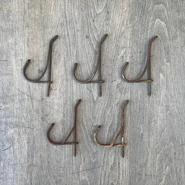 3 Antique Cast Coat Hooks Salvaged Hardware 