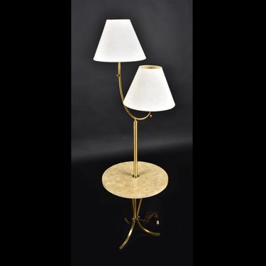 Two-Head Luxury Brass Vintage Floor Lamp with Capiz Shell Table Top 