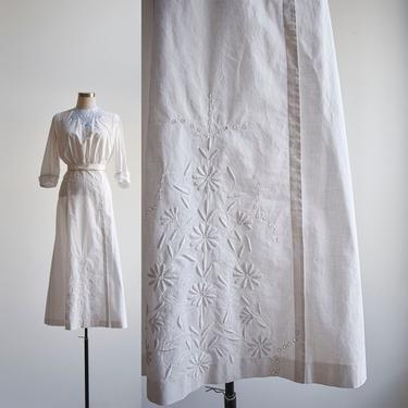 Antique Edwardian White Cotton Skirt 