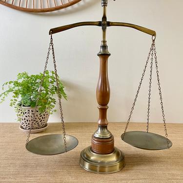Vintage Legal Scales of Justice with Eagle Finial - Wood and Brass - Law Office Decor - Attorney Gift - Lawyer Gift - Balancing Scales 