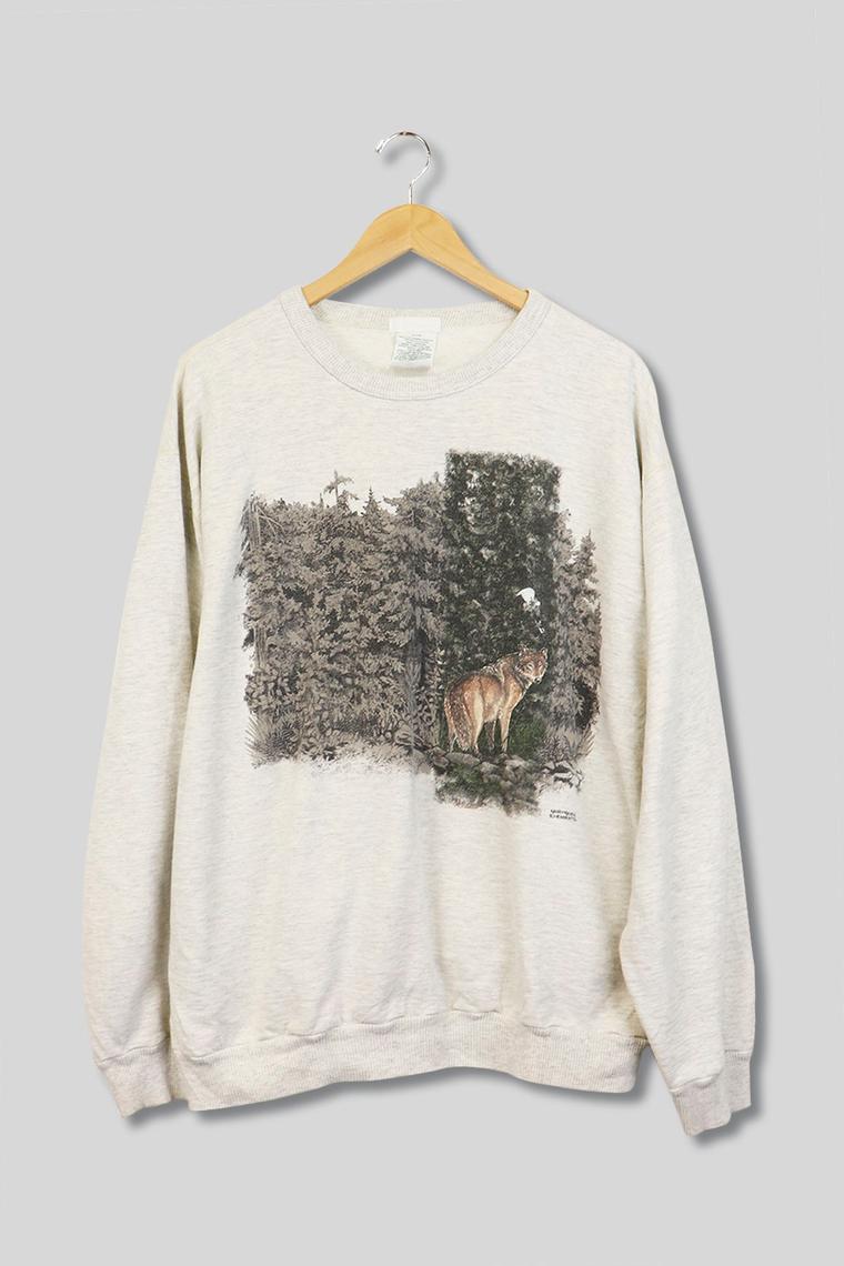 Sweat-shirt Crewneck Wolves - Lune, éclairs, Loup - Taille Unisexe - Marque Type Gildan - Neuf