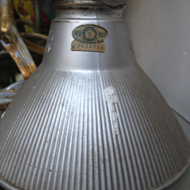Pair of vintage Permaflector glass industrial shades 