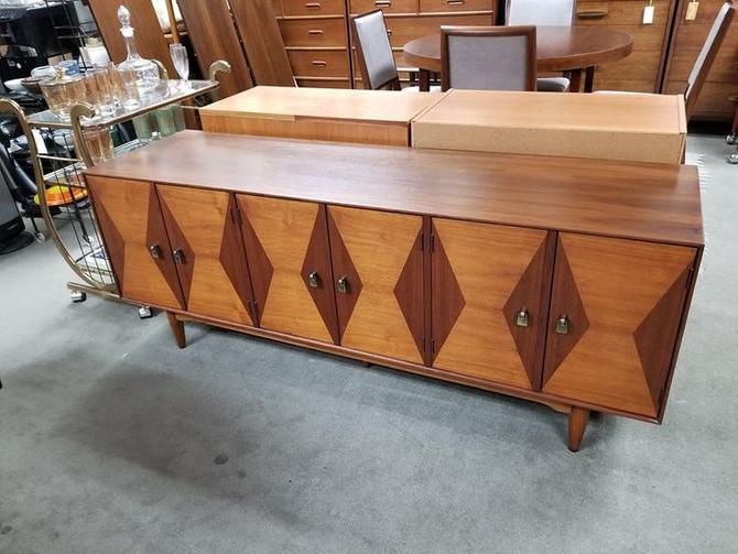 Mid Century Modern Credenza With Diamond Front From Peg Leg