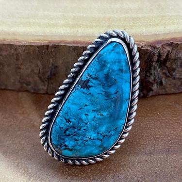 TWIST AND SHOUT Chimney Butte Sterling Silver & Turquoise Ring | Native American Navajo Style Jewelry | Southwestern,  | Size 7 3/4 