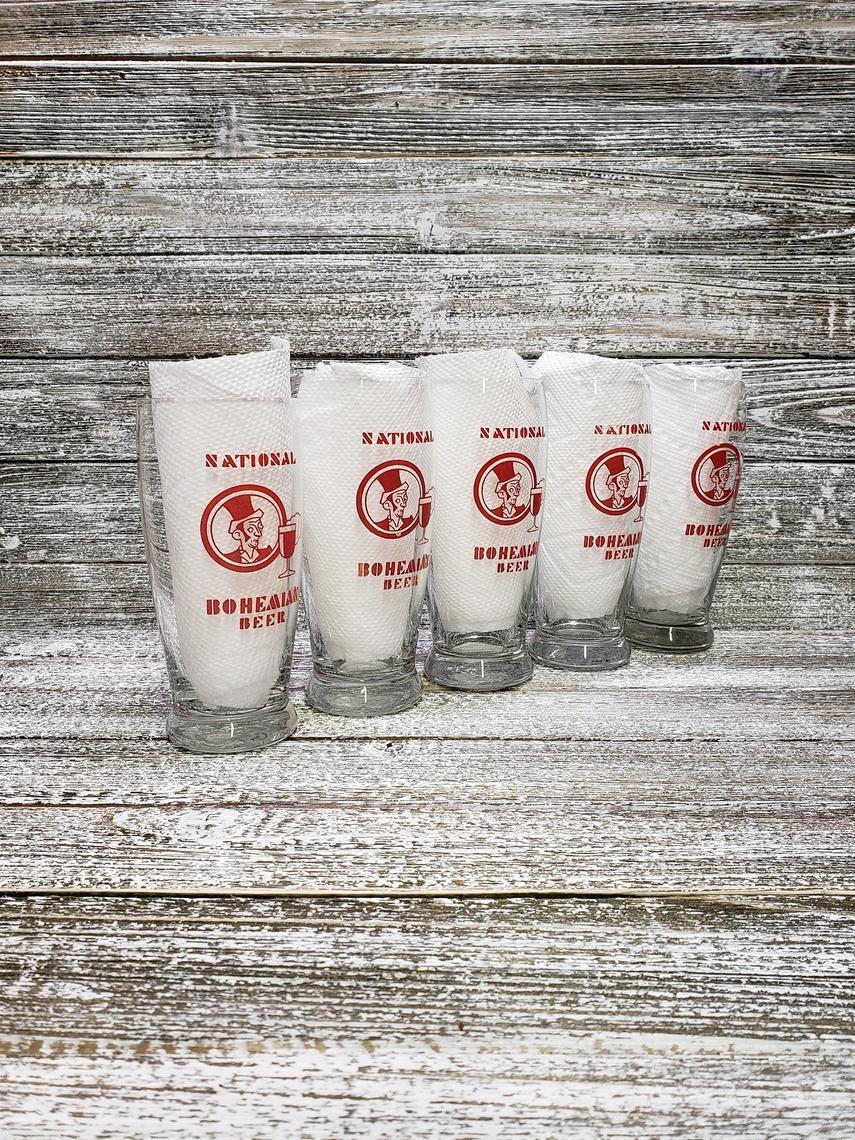 Vintage Beer Glasses, Natty Boh, 5 National Bohemian Beer Glasses