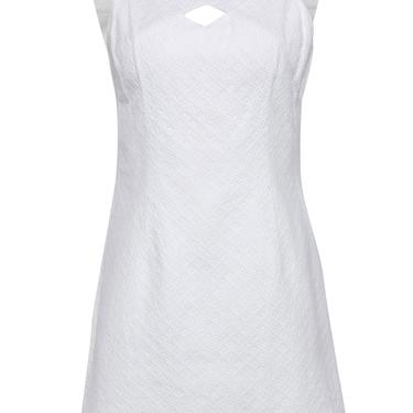 Milly - White Textured A-Line Dress w/ Keyhole &amp; Bow Sz 8