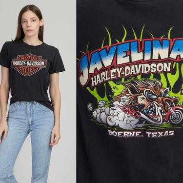 Vintage Harley Davidson Javelina T Shirt - Small | Y2K Unisex Holoubek Graphic Motorcycle Graphic Souvenir Tee 