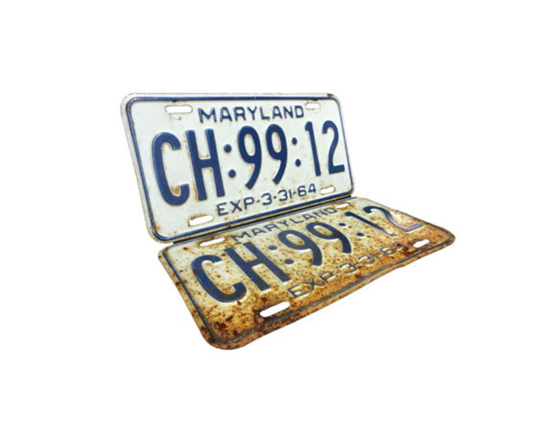 Vintage License Plates - Antique Maryland License Plate Pair, 1964 Car