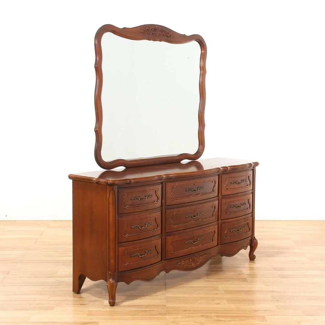 "Bassett" French Provincial Long Dresser w/ Mirror Loveseat (Los
