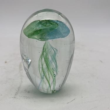 Coastal Beach Sea Green Hand-Blown Glass Case Jellyfish 