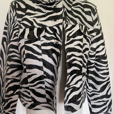 90s Y2K zebra leather jacket vintage grunge men’s leather jacket women’s leather coat xl 